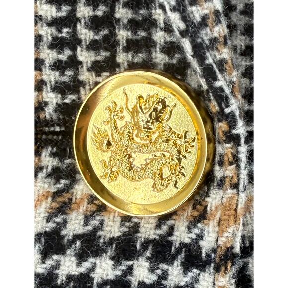 Smythe Patch Pocket Duchess Blazer Preppy Black Camel Plaid Wool Jacket Size 4 - Picture 7 of 13